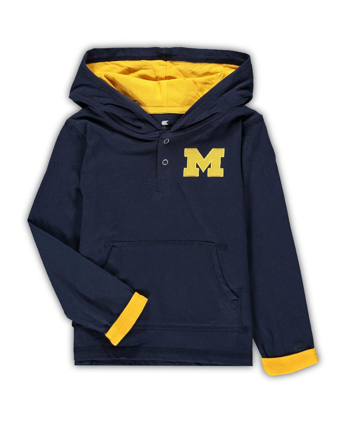 Colosseum Toddler Boys  Navy And Heathered Gray Michigan Wolverines Poppies Hoodie And Sweatpants Set In Navy,heathered Gray