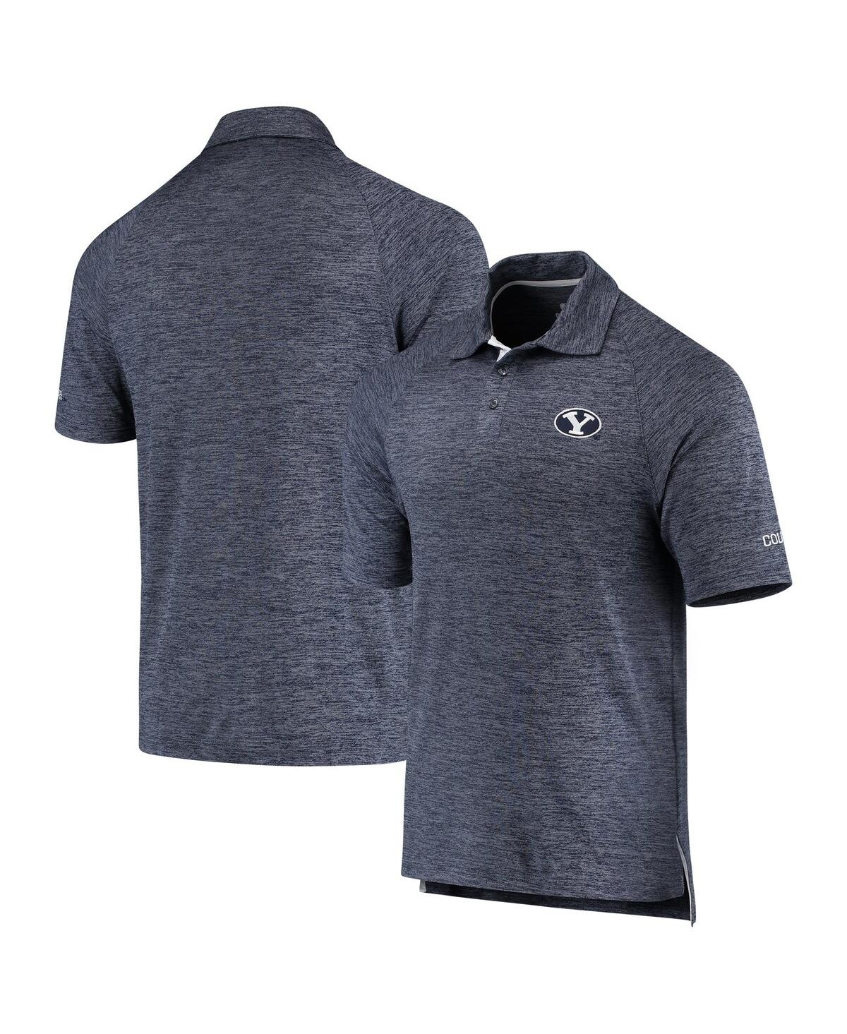 Men's Colosseum Heathered Navy Byu Cougars Down Swing Polo Shirt - Heathered Navy