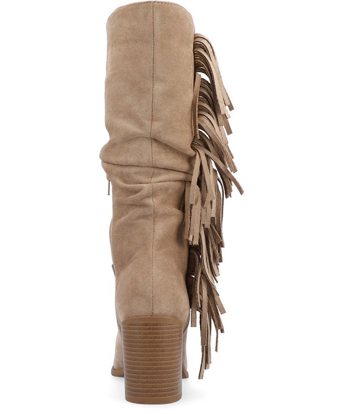Journee Collection Women's Hartly Extra Wide Calf Western Fringe Boots