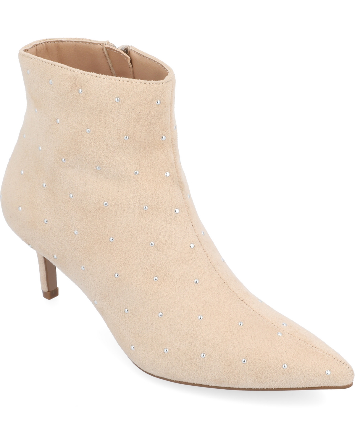 Shop Journee Collection Women's Rossia Studded Pointed Toe Booties In Bone