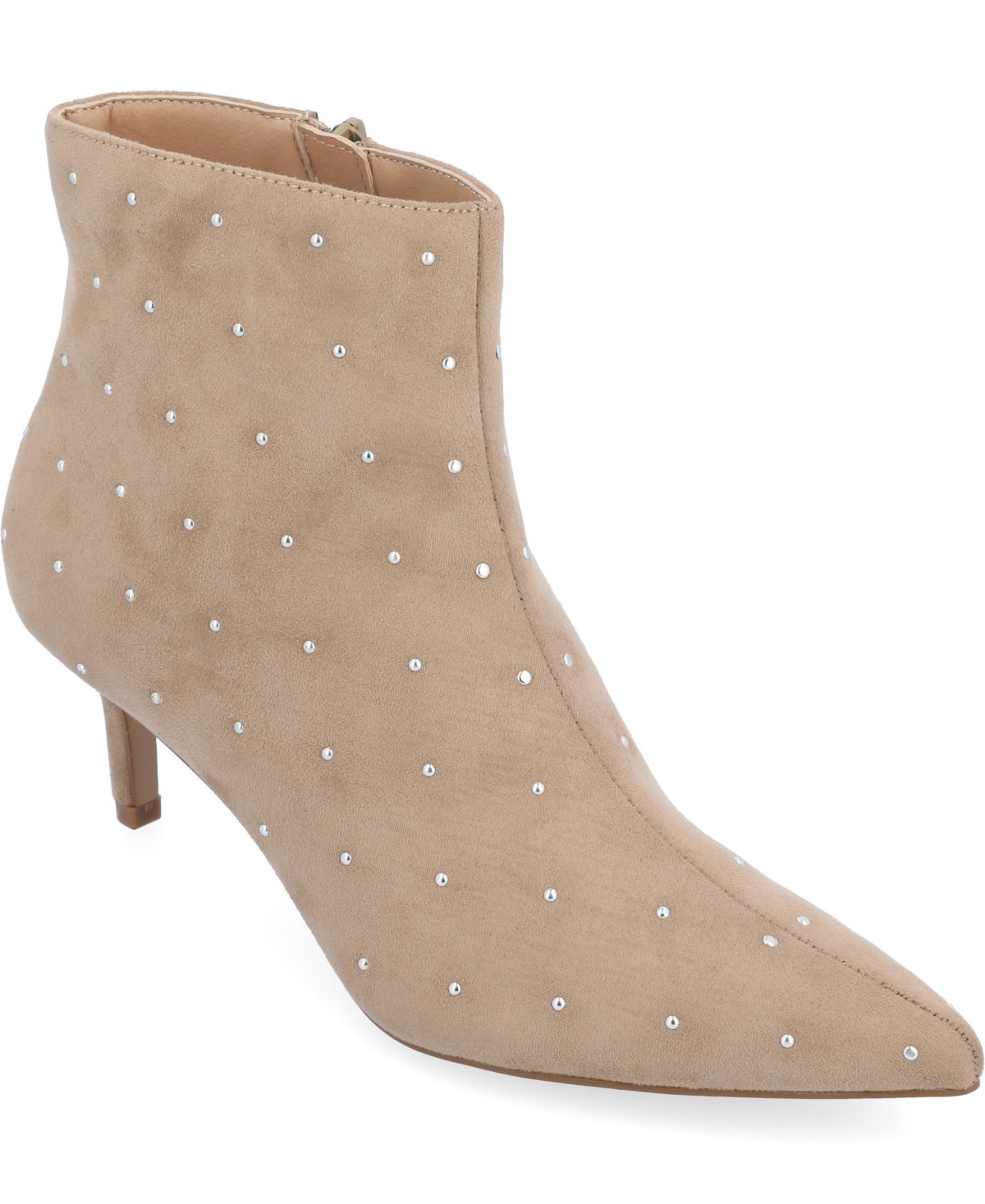 Shop Journee Collection Women's Rossia Studded Pointed Toe Booties In Taupe