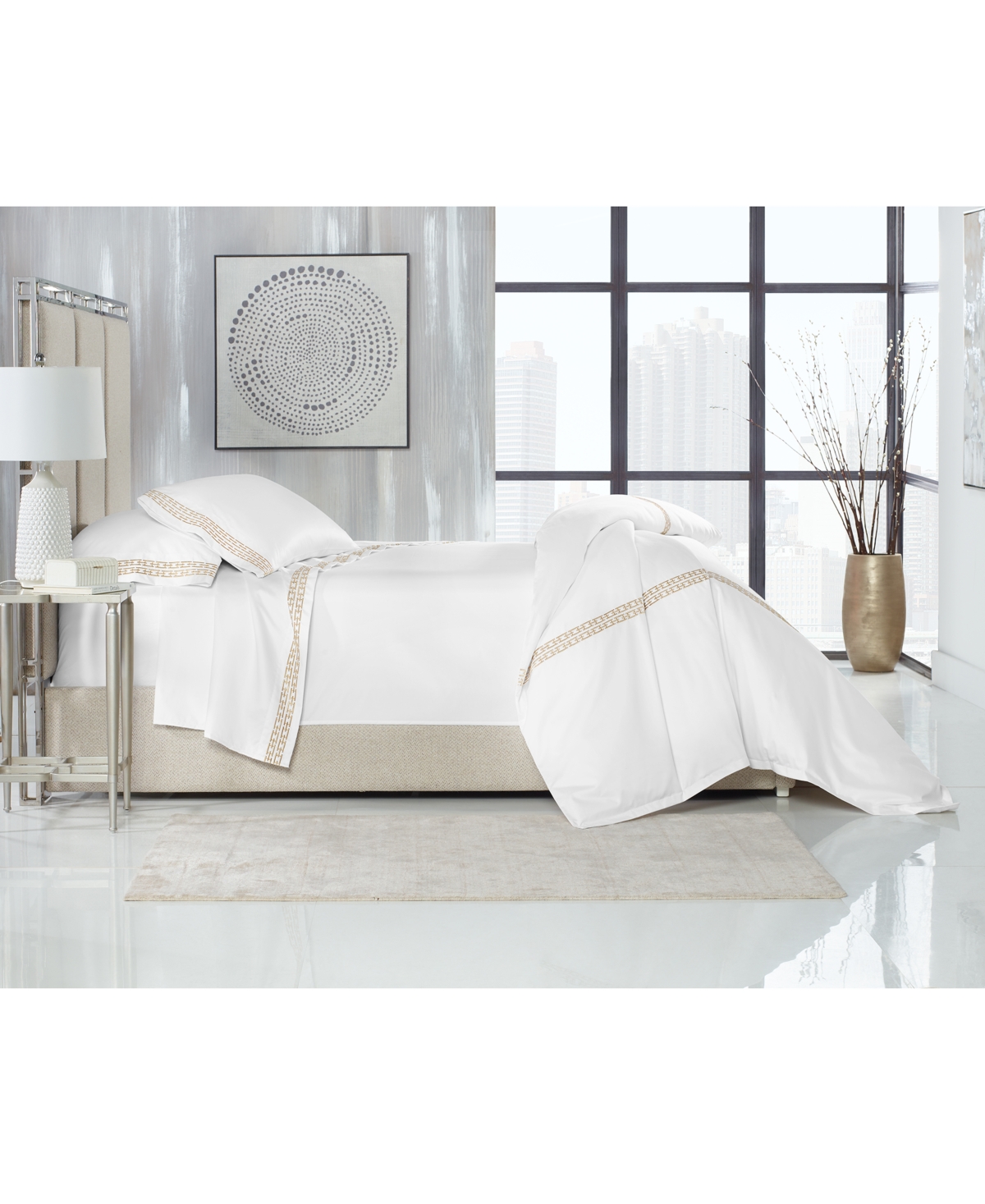 Hotel Collection Chain Links Embroidered 100% Pima Cotton 4-Pc. Sheet Set, California King, Exclusively at Macy's