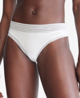 Calvin Klein Striped-Waist Thong Underwear QD3670 - Silver Haze