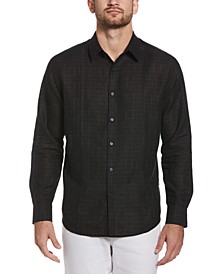 Men's Dobby Textured Tuck Panel Long-Sleeve Shirt 