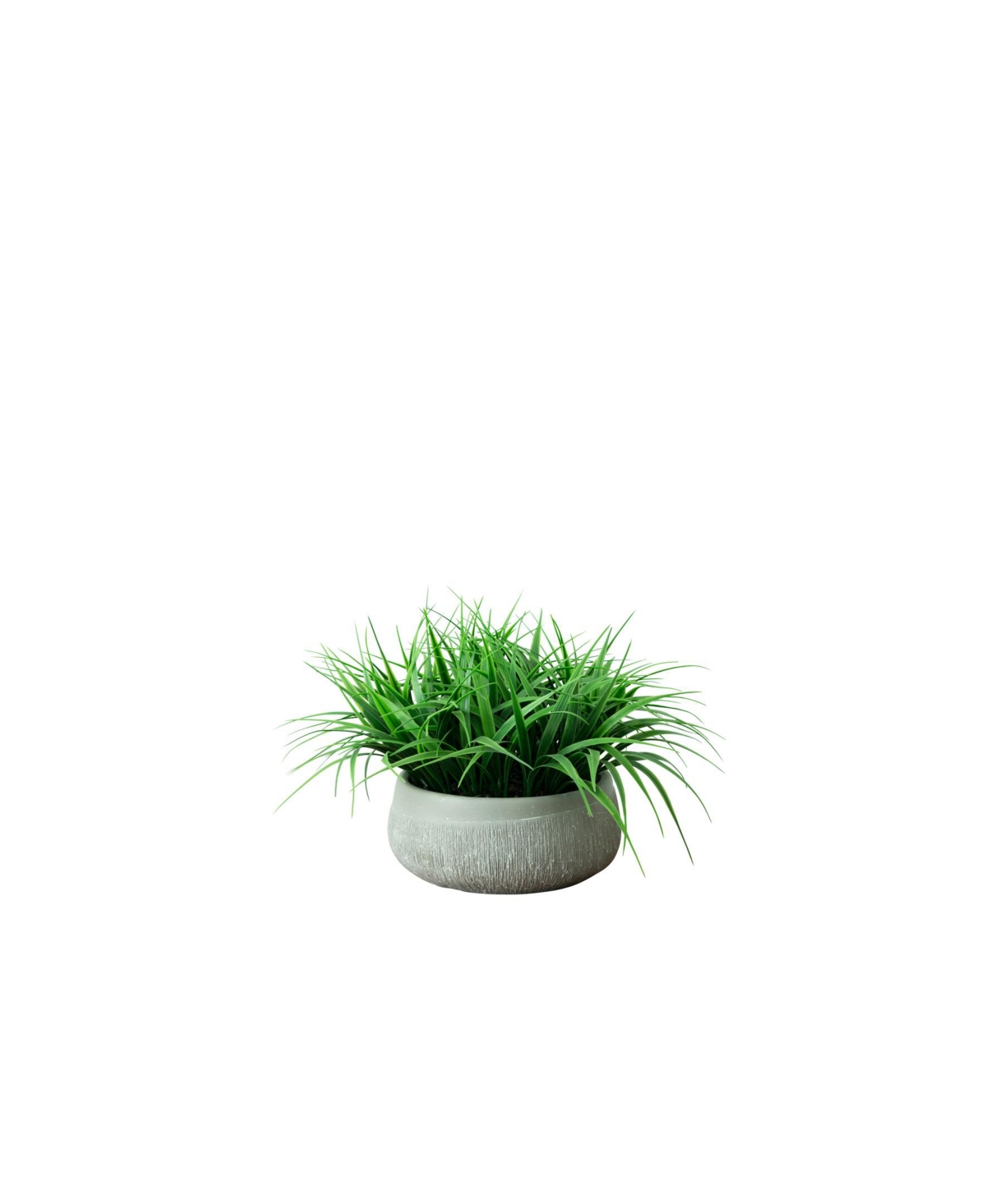 Desktop Artificial Grass Bowl in Decorative Pot - White