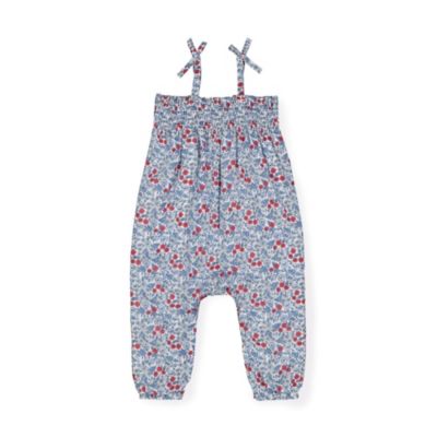 Baby Boys Woven Sleeveless Smocked Romper with Bow Shoulders