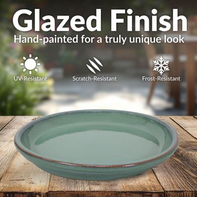 Outdoor/Indoor High-Fired Glazed UV- and Frost-Resistant Ceramic Flower Pot Planter Saucers - 2-Pack
