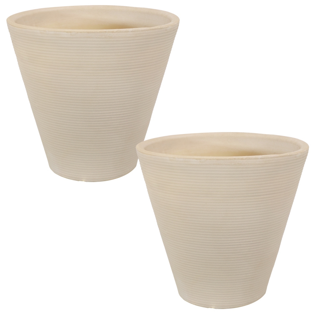 15.5 in Walter Dual-Wall Polyresin Planter - Beige - Set of 2 - Light brown