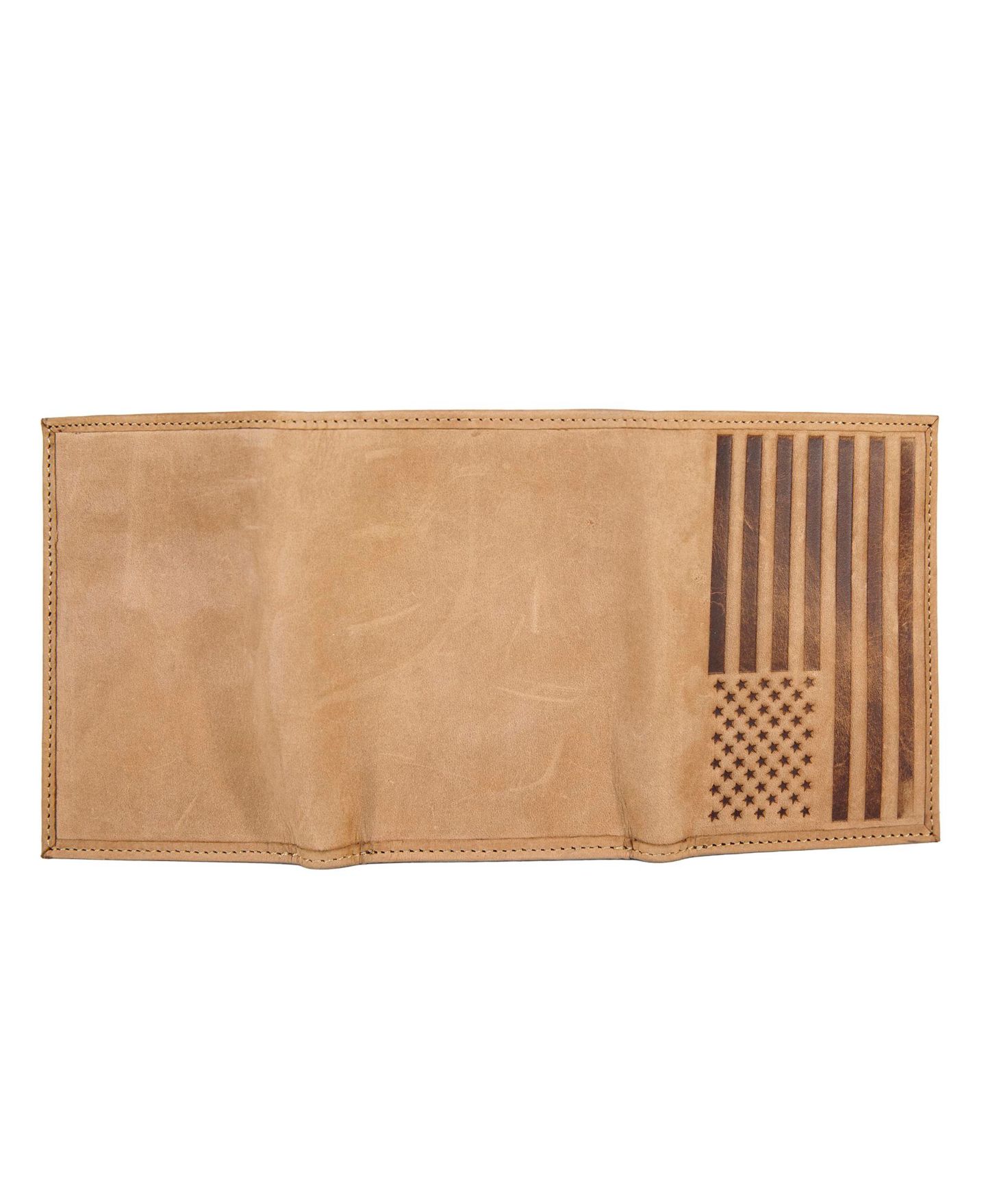 Мужской кошелёк Lucky Brand Flag Embossed Leather Trifold Wallet, цвет: Рыжевато-коричневый — фото 5