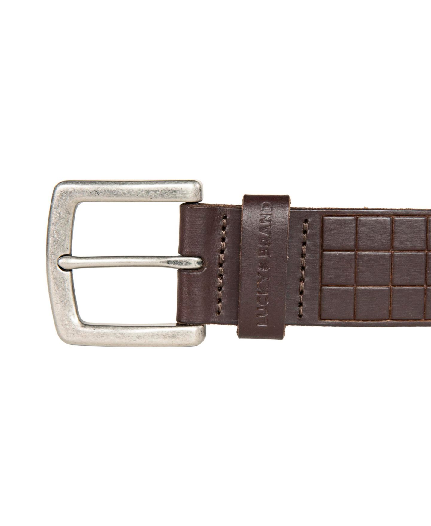 Мужской ремень Lucky Brand Grid Tooled Embossed Leather Belt, цвет: Коричневый — фото 2