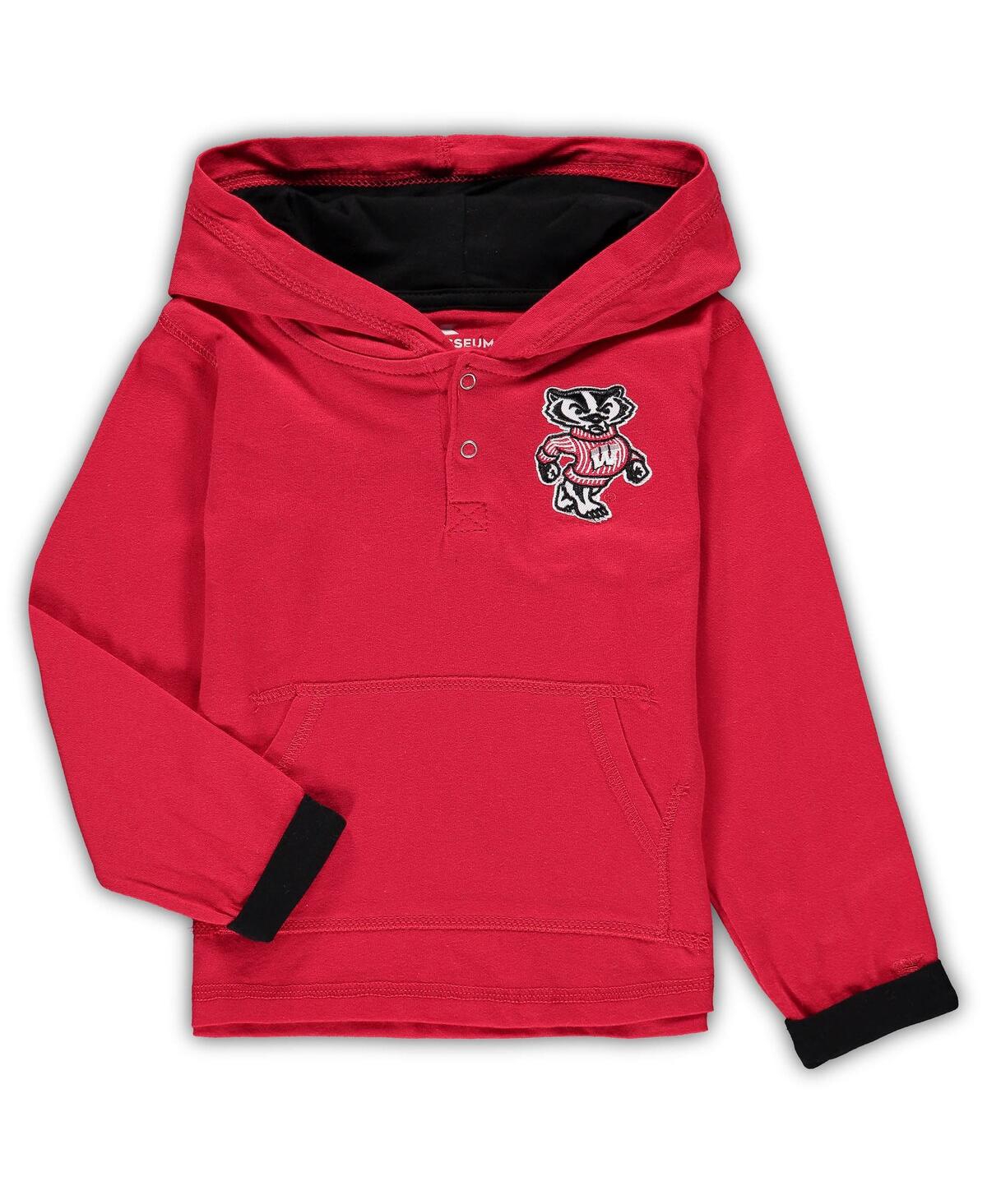 Colosseum Toddler Boys  Red, Heathered Gray Wisconsin Badgers Poppies Hoodie And Sweatpants Set In Red,heathered Gray