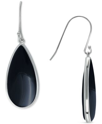 Giani Bernini - Onyx Teardrop Bezel Drop Earrings in Sterling Silver (Also in Blue Howlite & Sodalite)