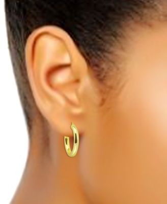 Medium Tube Hoop Earrings in Gold Over Silver, 1.1", Created for Macy's
