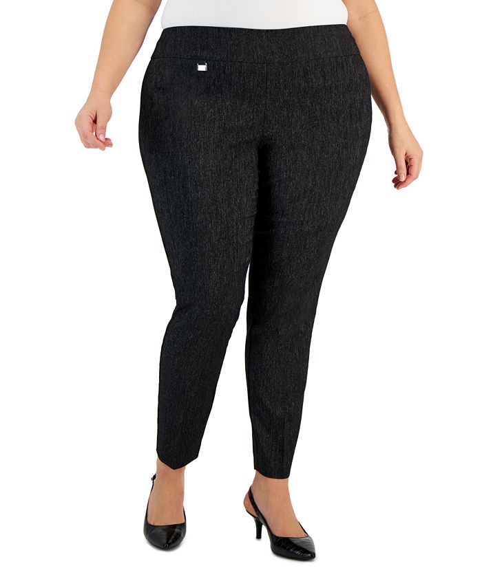 Alfani Plus Size Jacquard Tummy-Control Skinny Pants, Created for