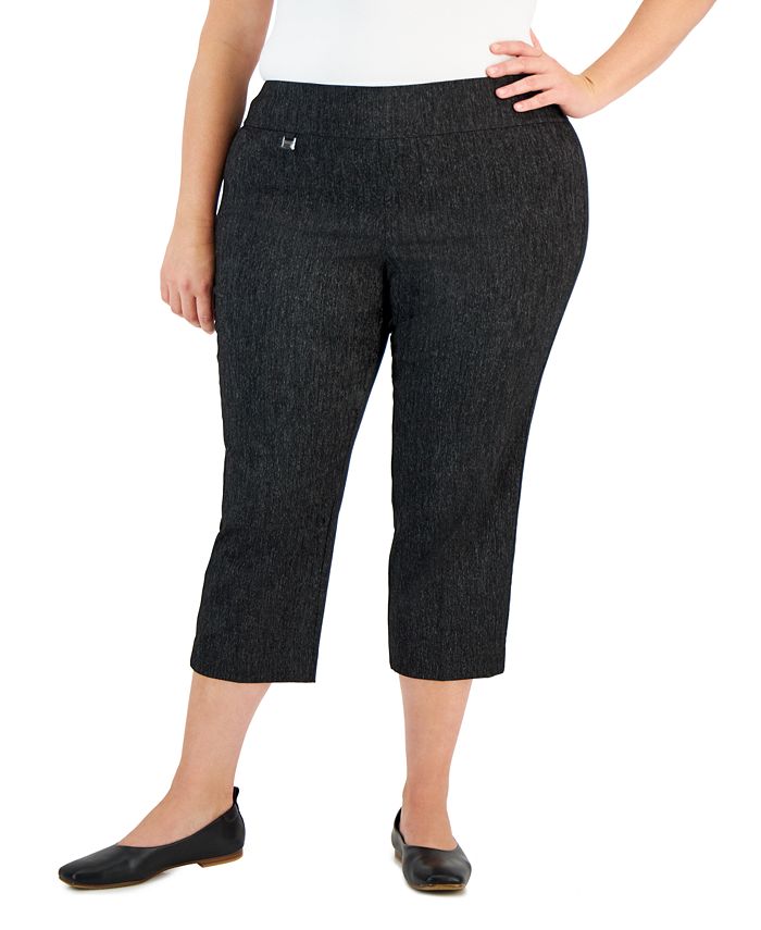 Alfani Plus Size Jacquard Tummy-Control Capri Pants, Created for Macy's -  Macy's