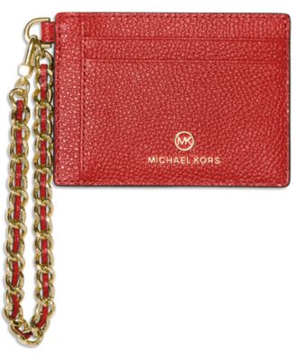 Designer Jet Set Charm Small ID Chain Leather Card Holder  Michael Kors Card Holder with Gold Chain display picture 1