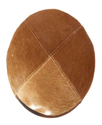 Leather Handmade Stool with Patchwork Pattern, 16" x 16" x 16"