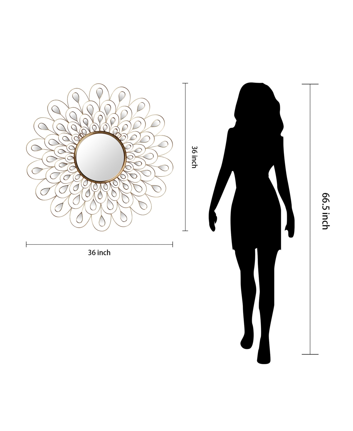 Empire Art Direct 'Flower Burst' Bling Round Wall Mirror, - Gold-Tone