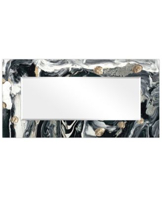 'Ebony' Rectangular On Free Floating Printed Tempered Art Glass Beveled Mirror, 72" x 36"