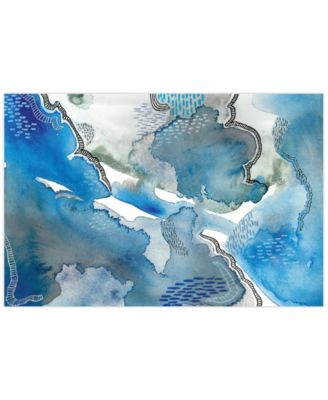 'Subtle Blues I' Frameless Free Floating Tempered Glass Panel Graphic Wall Art, 32" x 48"
