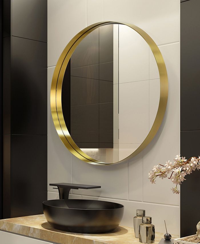 Empire Art Direct Ultra Brushed Stainless Steel Round Wall Mirror, 30 ...