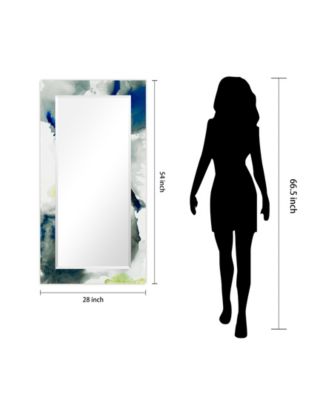 'Ephemeral' Rectangular On Free Floating Printed Tempered Art Glass Beveled Mirror, 54" x 28"