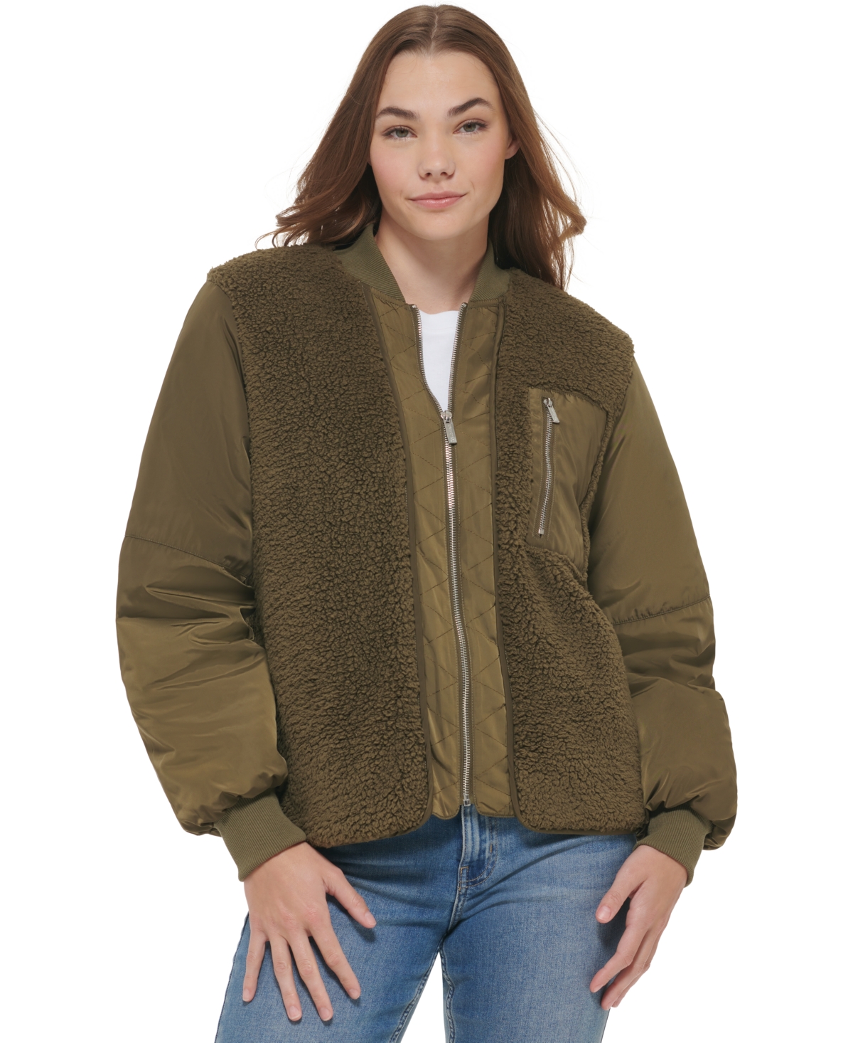 Calvin Klein Women's Zip Front Sherpa Jacket