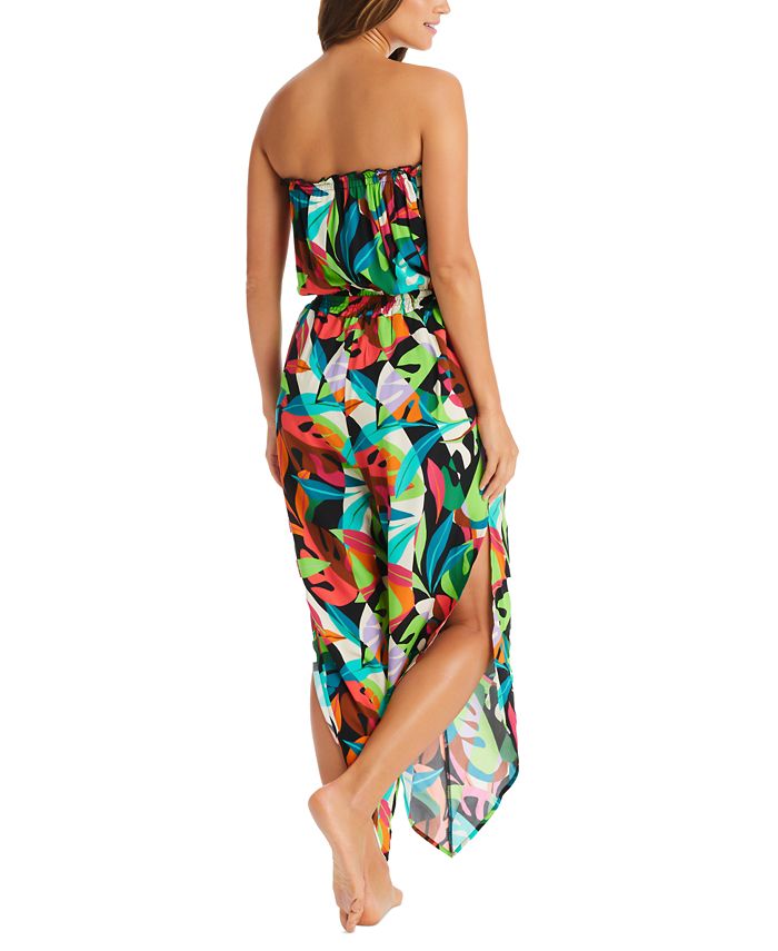 Bar III Women's Tropical Dreams Tube Top CoverUp Jumpsuit, Created for