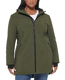 Plus Size Hooded Fleece-Lined Anorak Raincoat