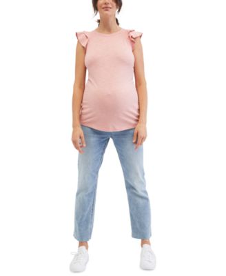 Motherhood Maternity - Cotton Flutter-Sleeve Maternity Top