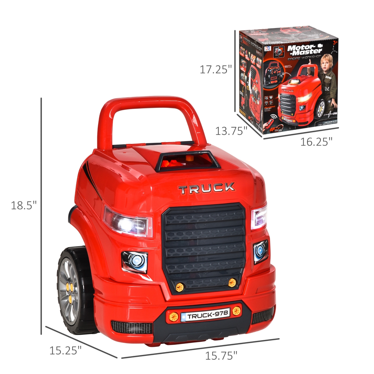 Qaba Kids Truck Engine Toy Set, Educational Car Play, for 3-5 Years