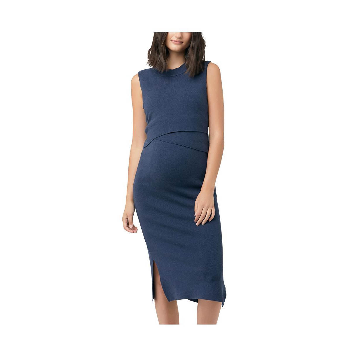 RIPE MATERNITY MATERNITY LAYERED KNIT SLEEVELESS NURSING DRESS INK