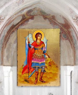 Icon Saint Michael The Archangel Wall Art on Wood 16"