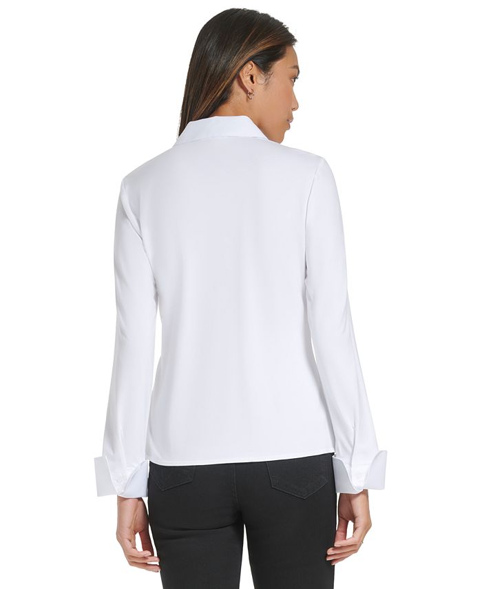 Calvin Klein Knit Combo Button Down Shirt Macy's