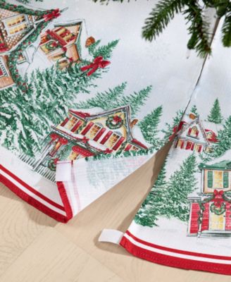 Elrene Storybook Christmas Village Holiday Tree Skirt