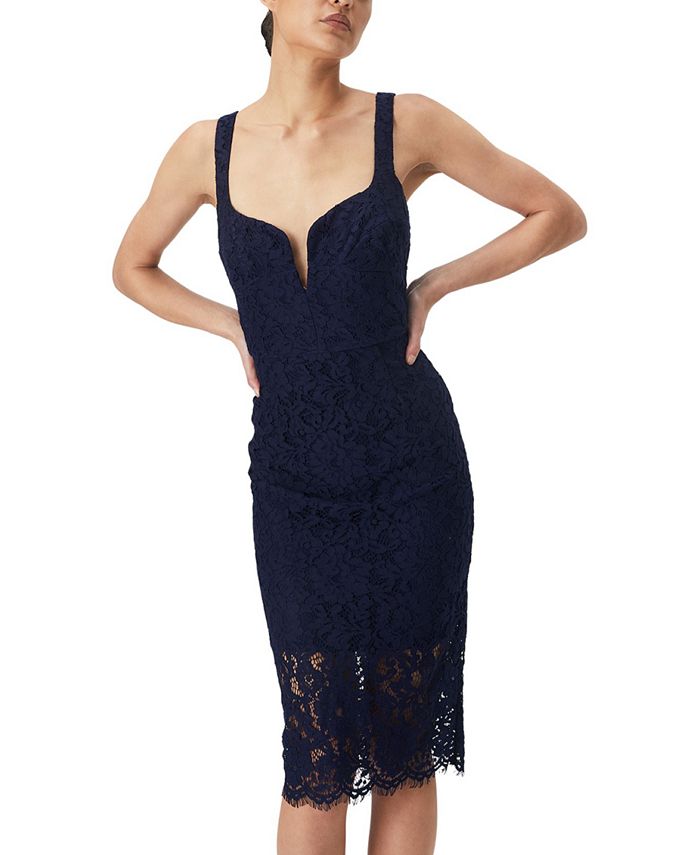 Bardot Women's Adeline Lace Plunge-Neck Midi Dress & Reviews - Dresses ...