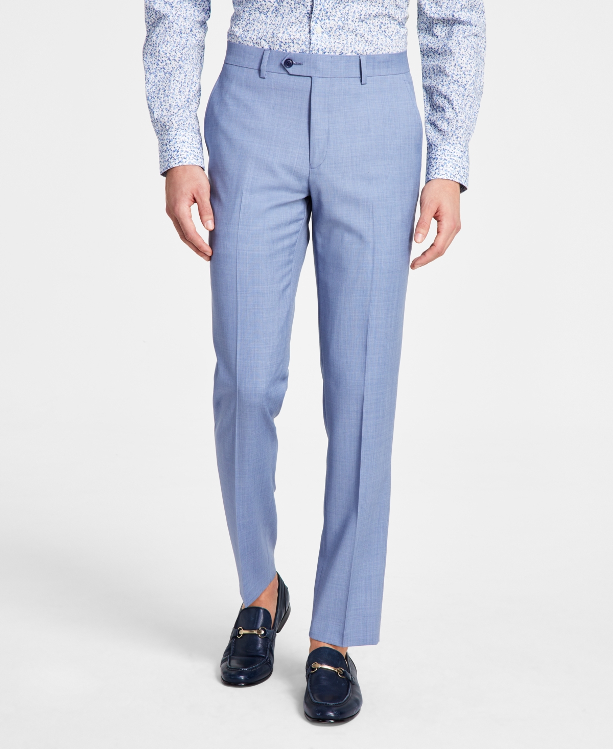 Men's Slim-Fit Wool Sharkskin Suit Pants, Created for Macy's - Blue