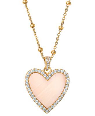 Giani Bernini - Mother-of-Pearl & Cubic Zirconia Heart Necklace in 18k Gold-Plated Sterling Silver, 16" + 2" extender