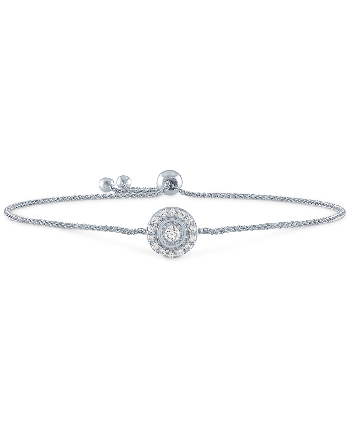 Lab-Created Diamond Circle Cluster Bolo Bracelet (1/8 ct. t.w.) in Sterling Silver - Sterling Silver