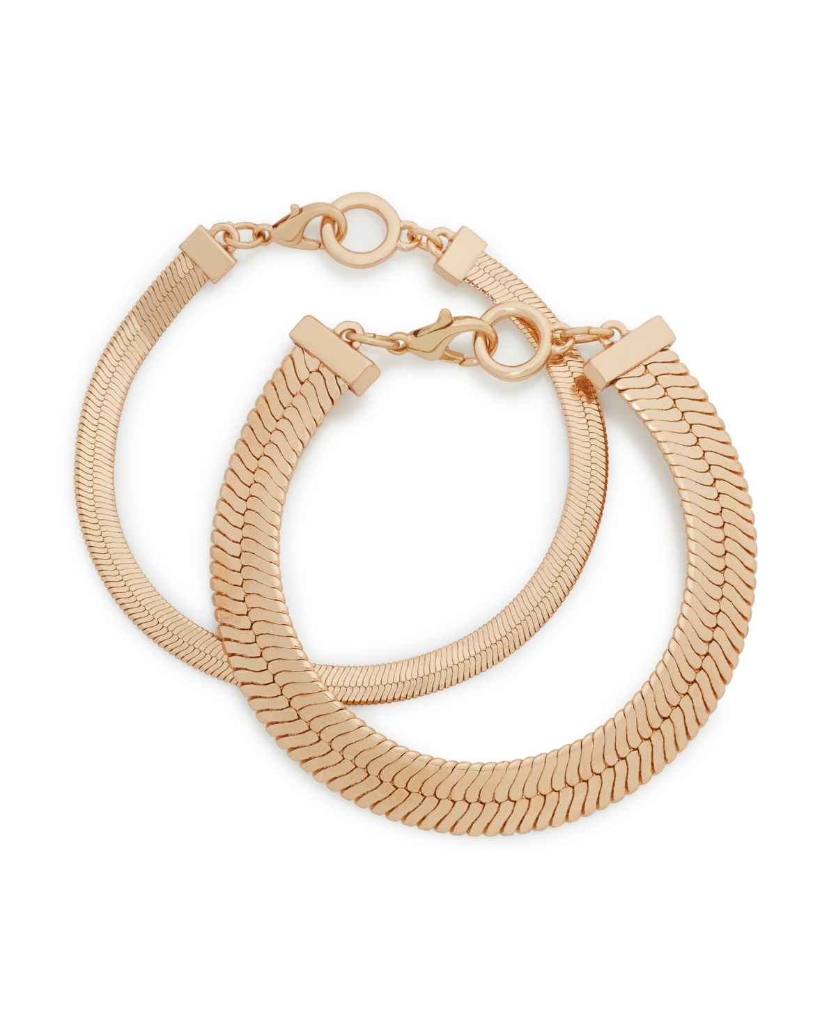Steve Madden Herringbone Bracelet Set, 2 Piece In Gold-tone