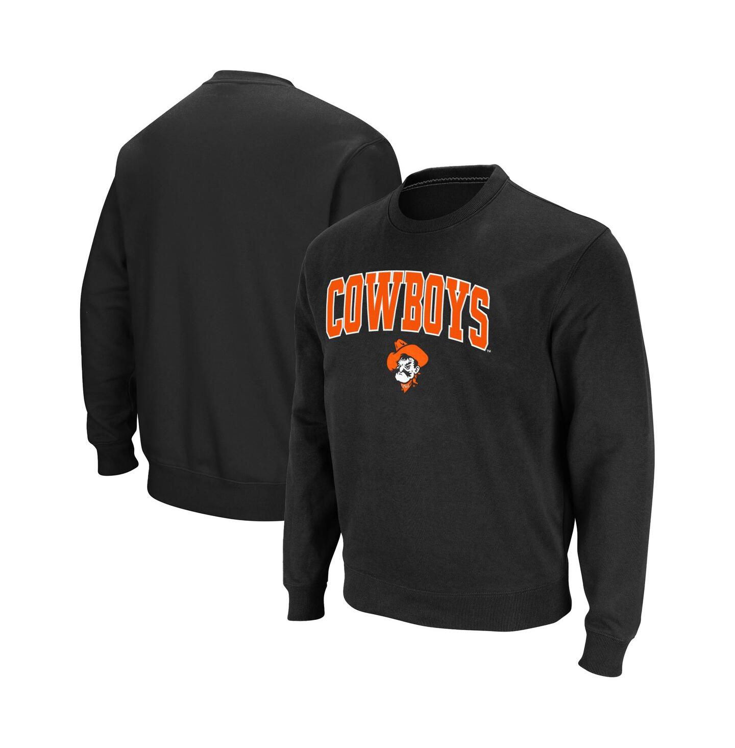 Мужская толстовка Colosseum Oklahoma State Cowboys Arch and Logo Crew Neck, цвет: Чёрный — фото 1