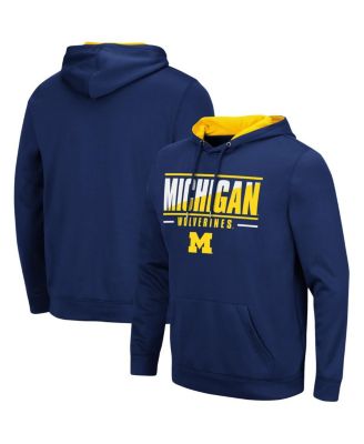 Men's Navy Michigan Wolverines Slash Stack 2.0 Pullover Hoodie