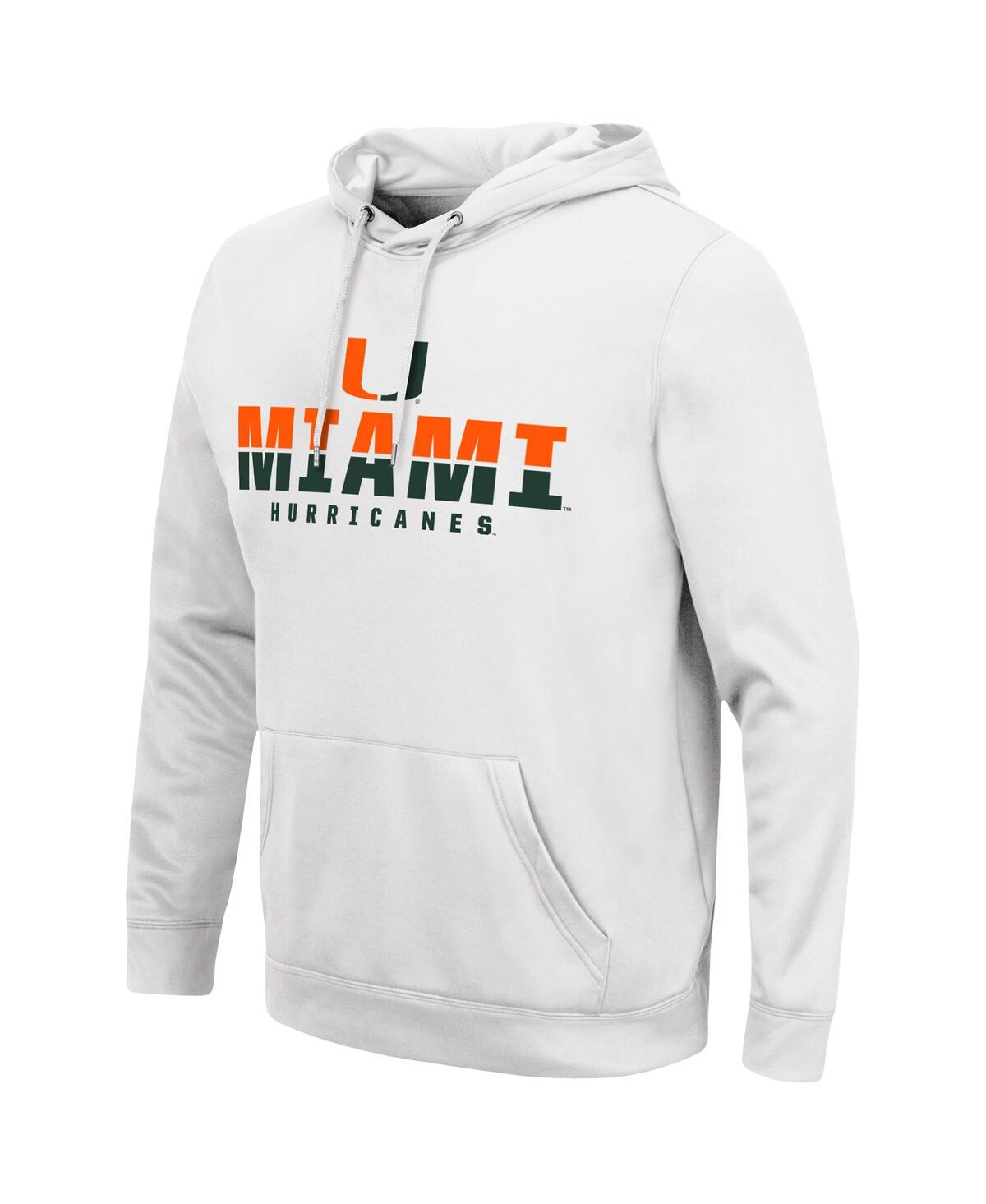 Men's ColosseumMiami Hurricanes Lantern Pullover Hoodie - White