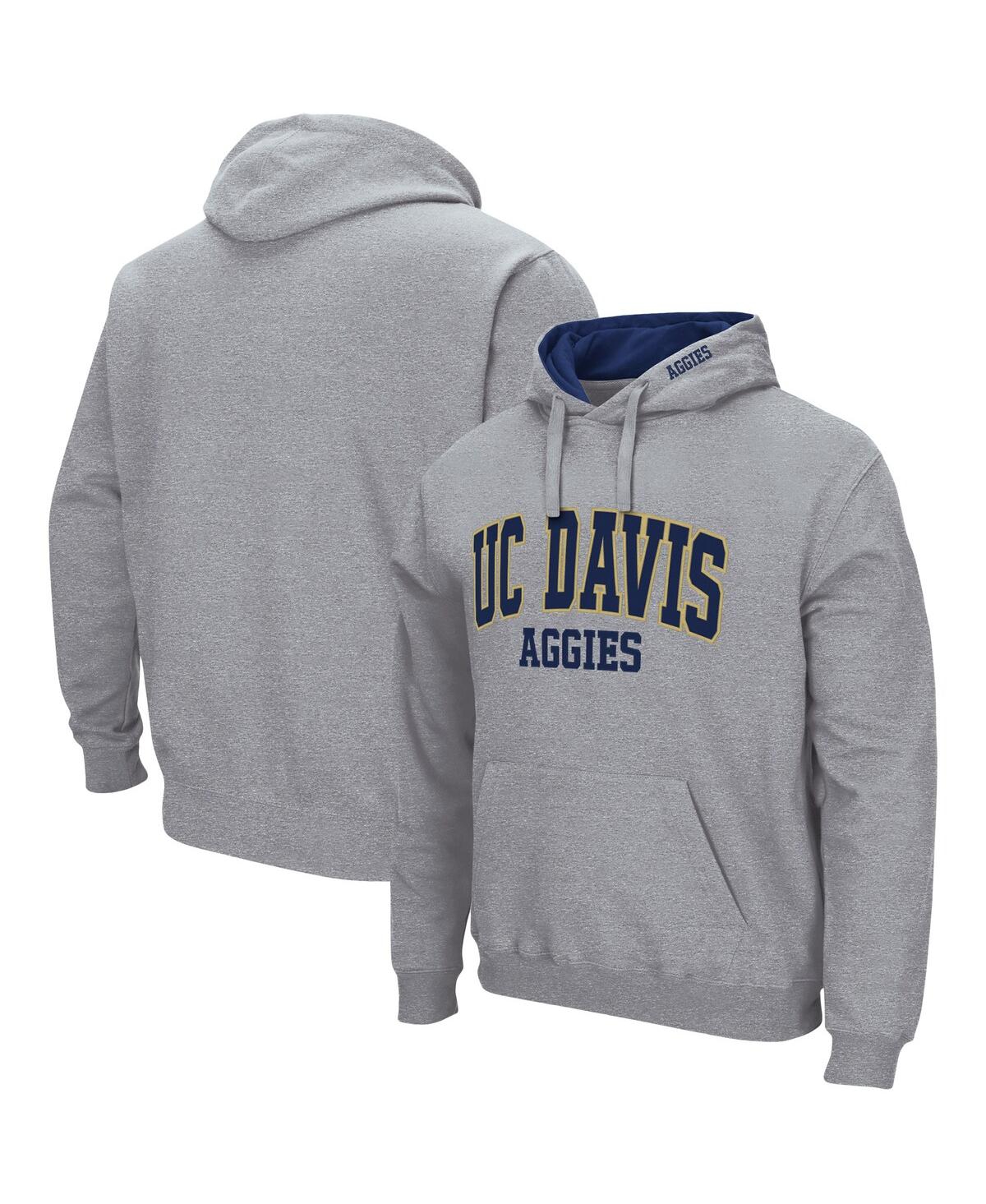 Colosseum Heathered Gray Uc Davis Aggies Arch And Logo Pullover Hoodie In Heathered Gray