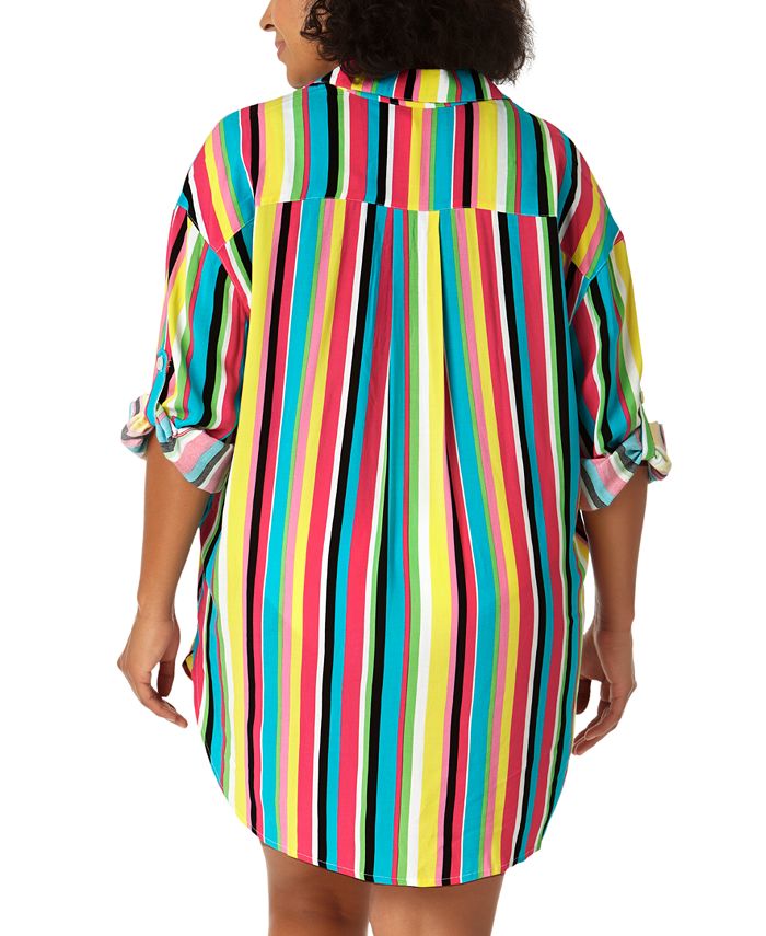 Anne Cole Plus Size Boyfriend ButtonDown Shirt CoverUp Macy's