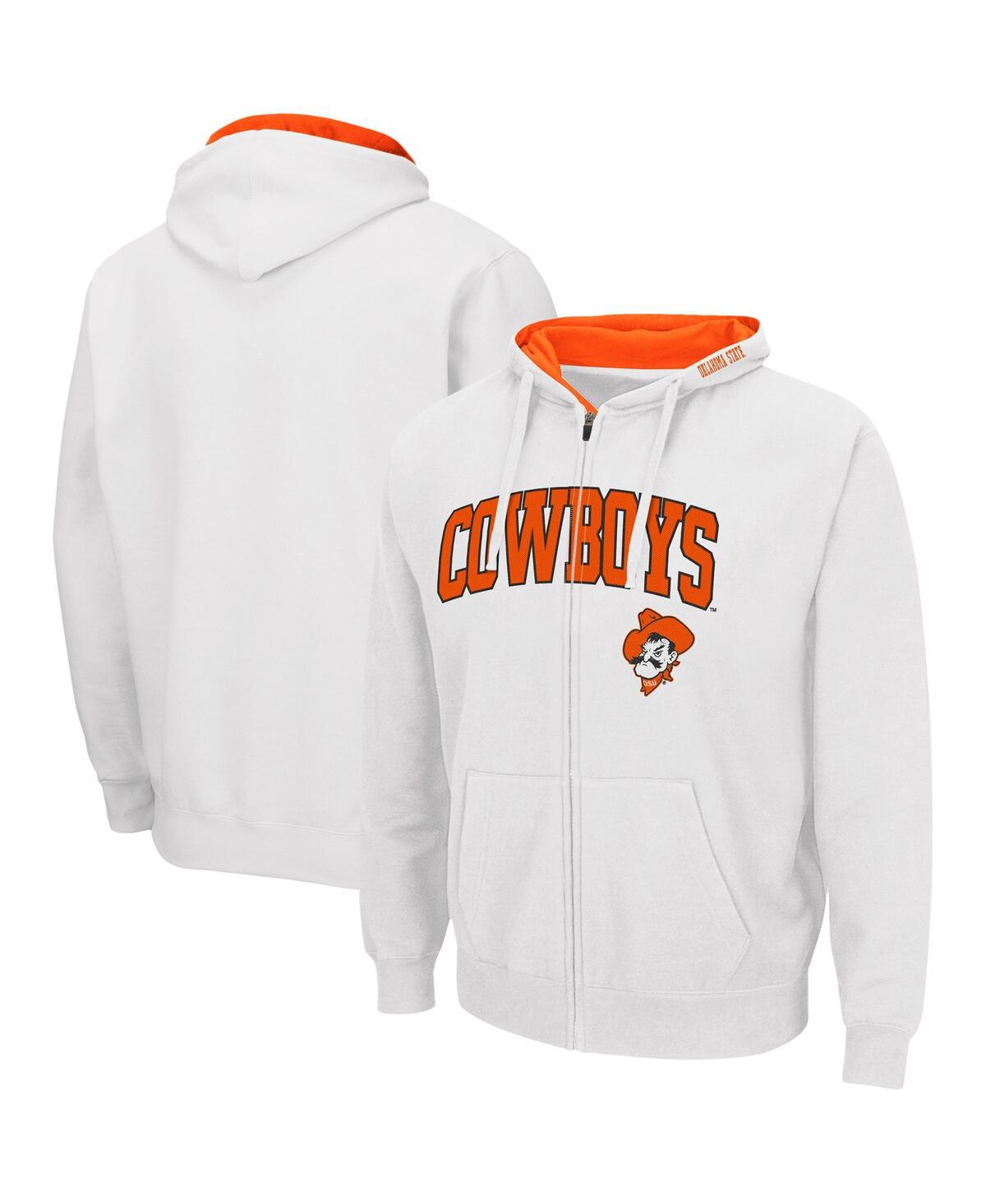 Colosseum Men's  White Oklahoma State Cowboys Arch And Logo 3.0 Full-zip Hoodie
