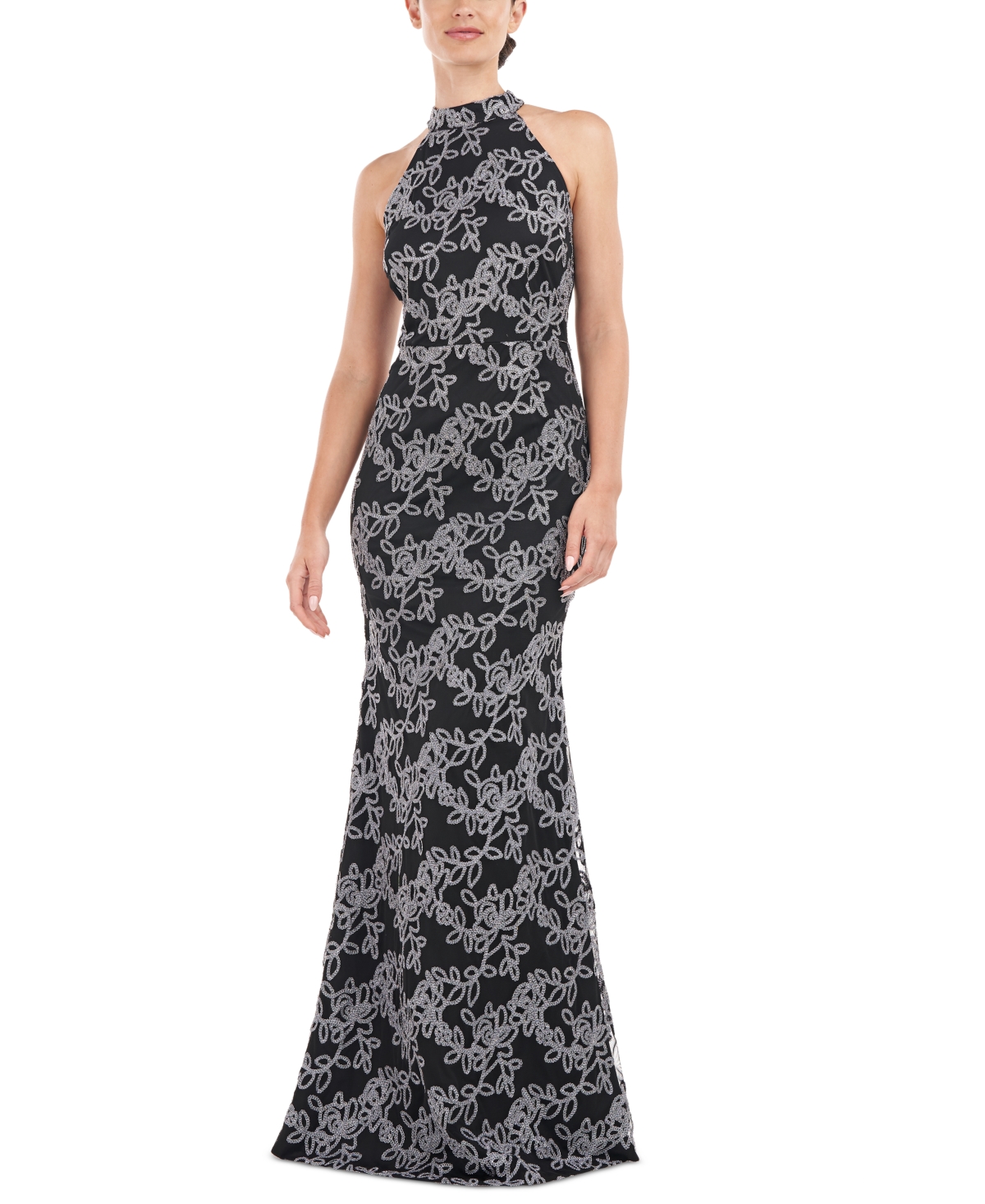 Js Collections Women's Halter-Neck Embellished Gown