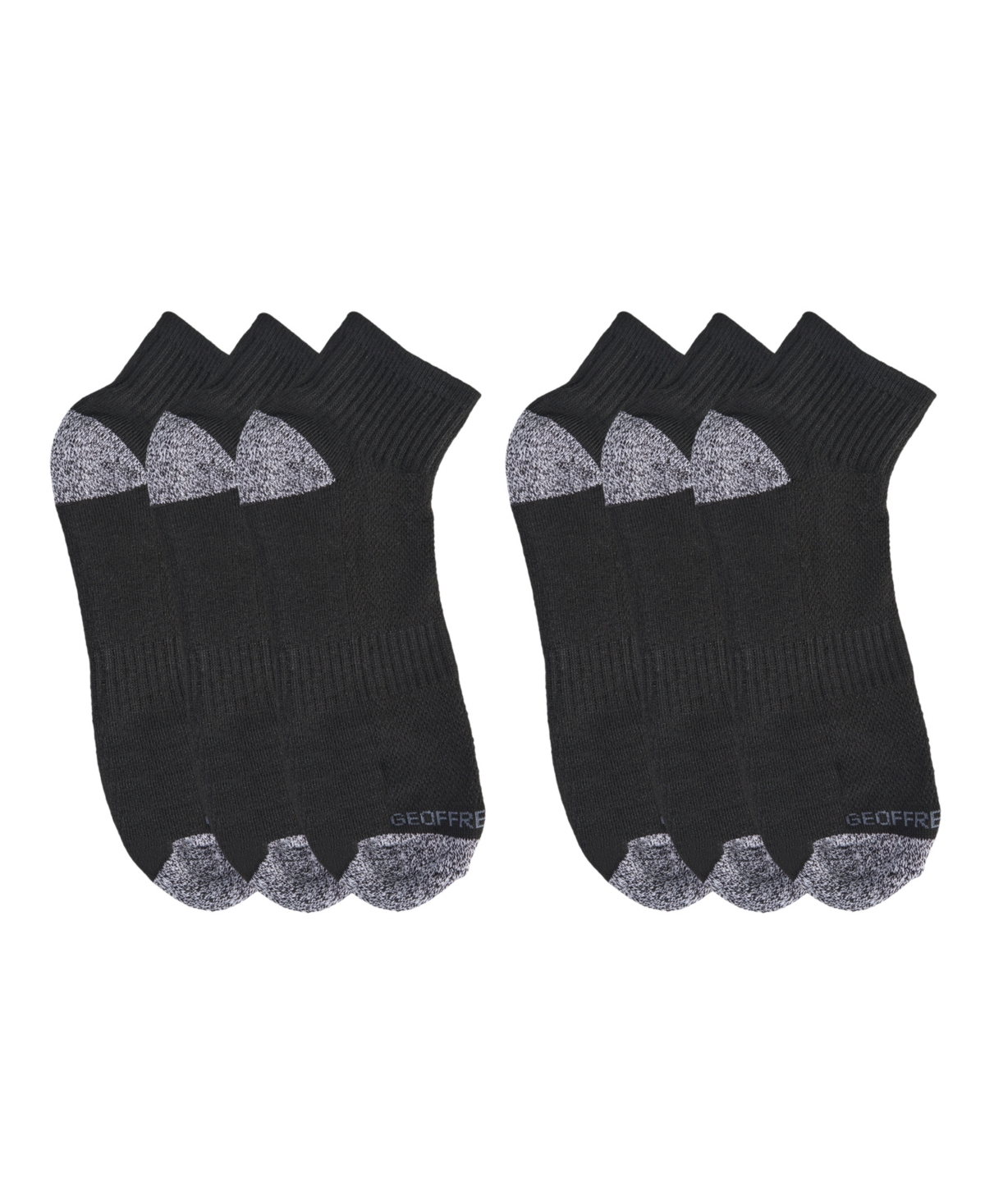 Geoffrey Beene Men's Cushioned Quarter Crew Socks, Pack Of 6 In Black