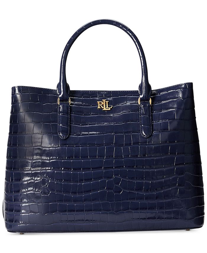 Lauren Ralph Lauren Embossed Leather Large Marcy Satchel - Macy