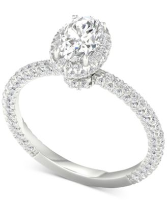 Macy's - IGI Certified Diamond Oval Halo Engagement Ring (1-3/4 ct. t.w.) in Platinum
